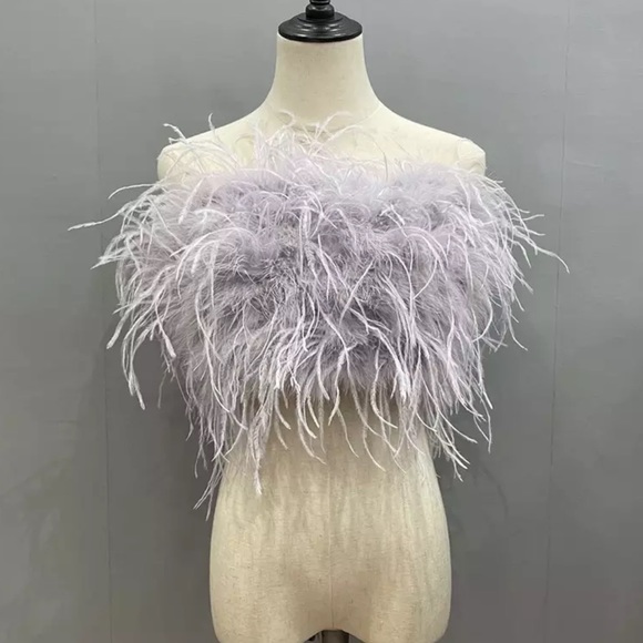 🎉FLASH SALE New Custom Ostrich Feather Crop Top - Picture 4 of 4